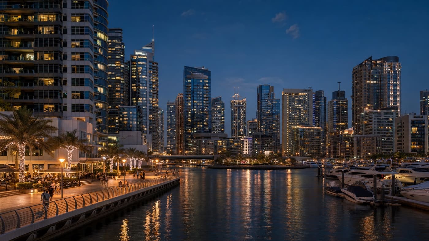 Dubai Marina, after dark